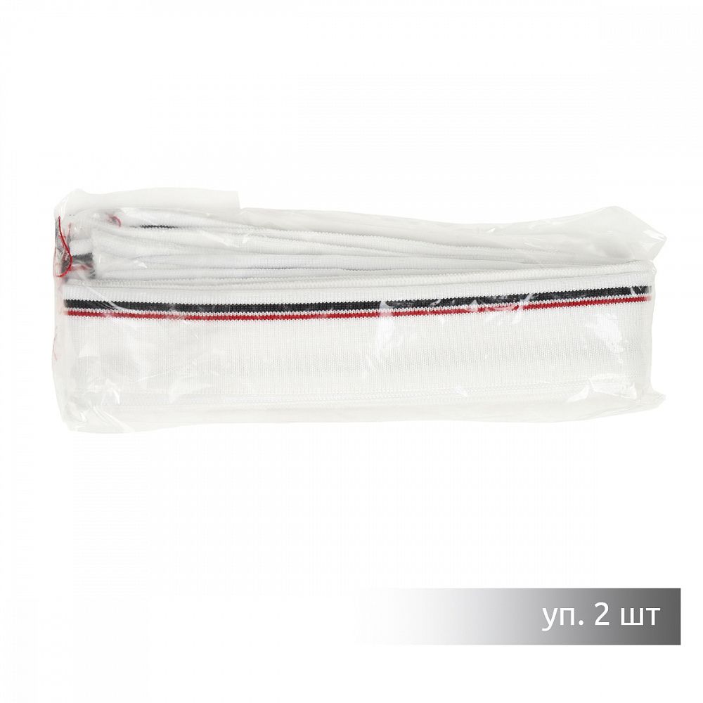 Подвяз (довяз) трикотажный 3.5х80 см, белый с т.синей и бордовой полосами, 100% п/э, 2 штуки