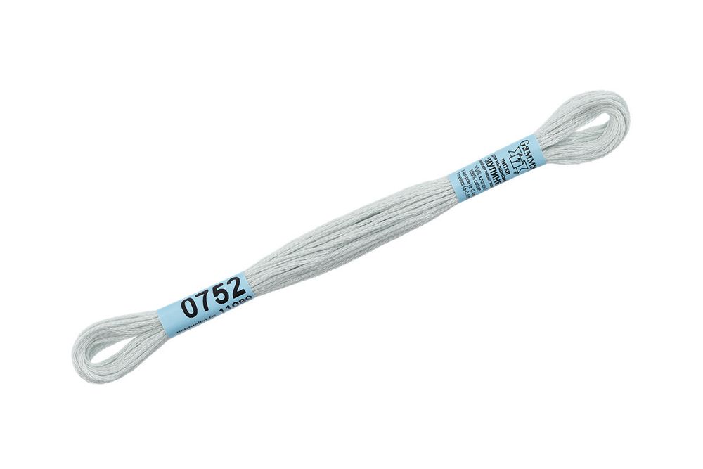 Мулине Gamma 100% хлопок, цв.0752 св-серо-голубой, 24 мотка по 8 метров