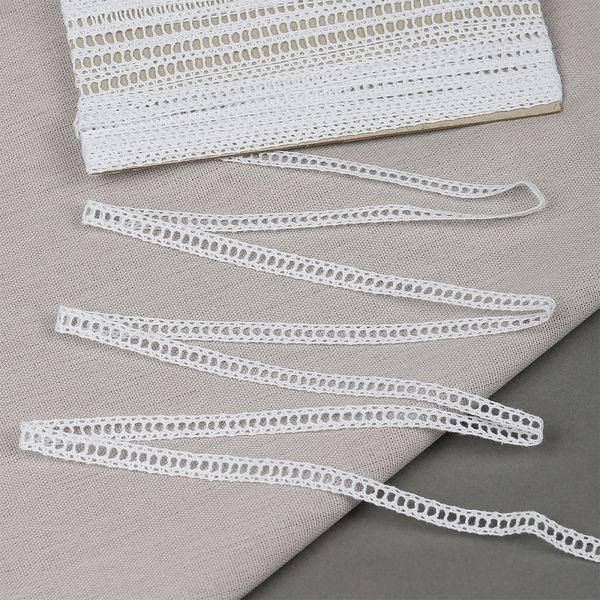 Кружево вязаное (тесьма) 10 мм, диз.6352.02, цв.белый, уп.9.14м, Kruzhevo