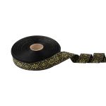 Лента (тесьма) жаккардовая 23.0-25.0 мм, / 25 метров, черный /под золото, Blitz