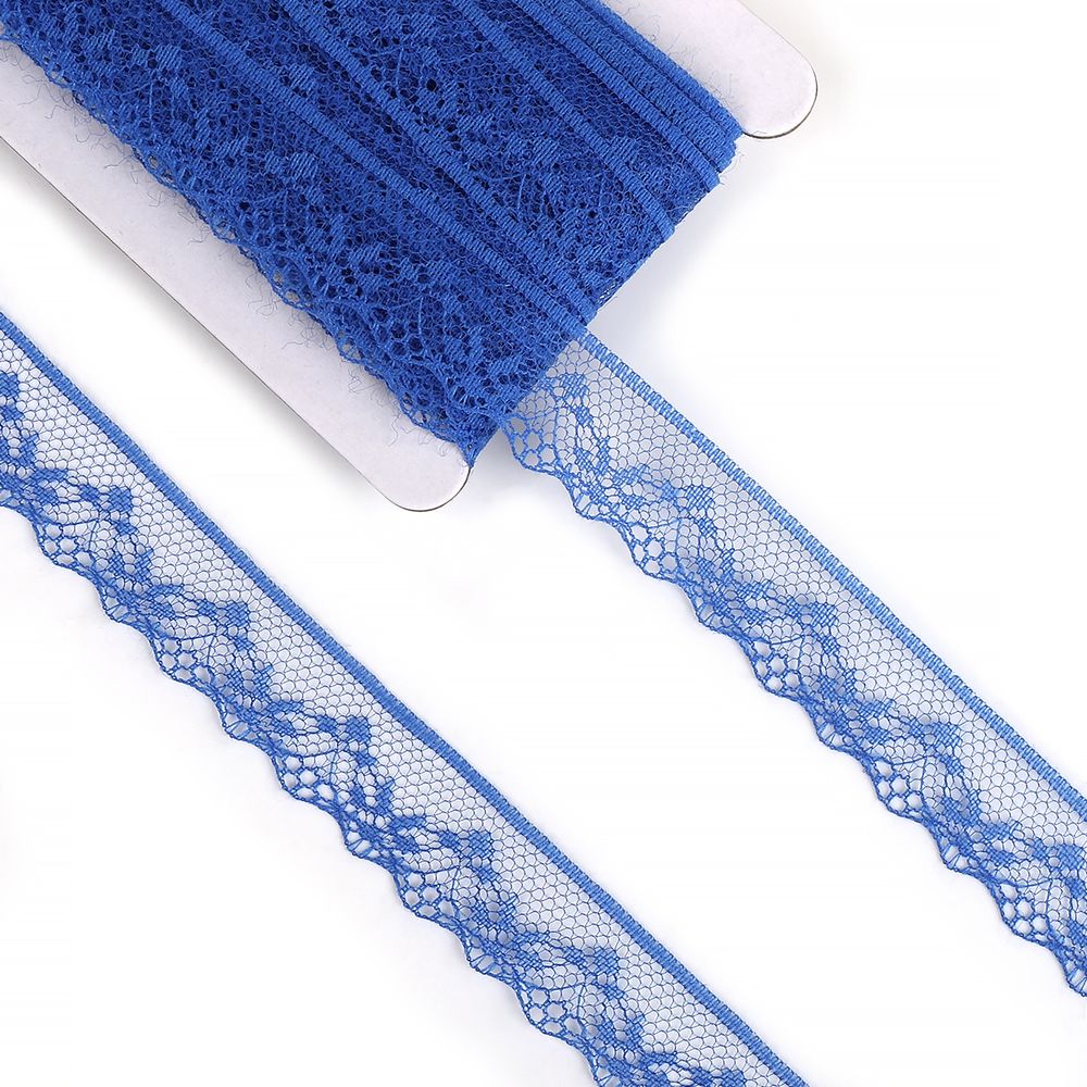 Кружево отделочное в стиле "трикотаж" 20 мм, диз. 1669 цв.11 синий, уп.27,4м