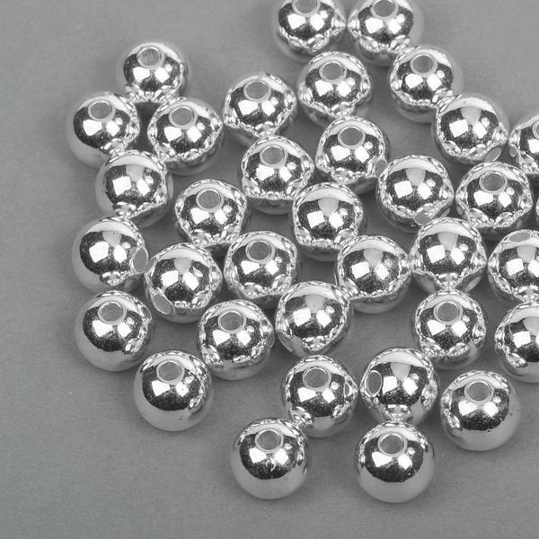 Бусины пластик ⌀12 мм, цв.серебро уп.50 г, Magic4Hobby