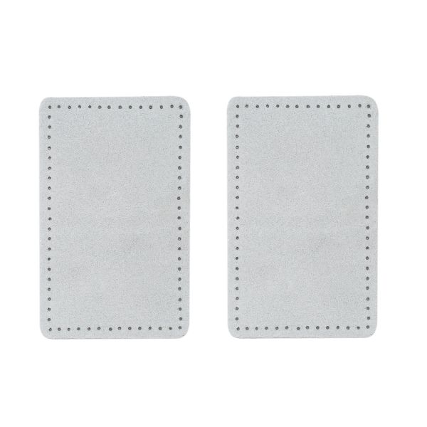 Заплатки пришивные из замши прямоугольник 6х9.6 см, с перфорацией, 2 шт, 100% кожа, 25 серо-белый, 59113