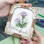 Набор для вышивания нитками МП Студия, на деревянной основе Миниатюра. Валериана 13х11см