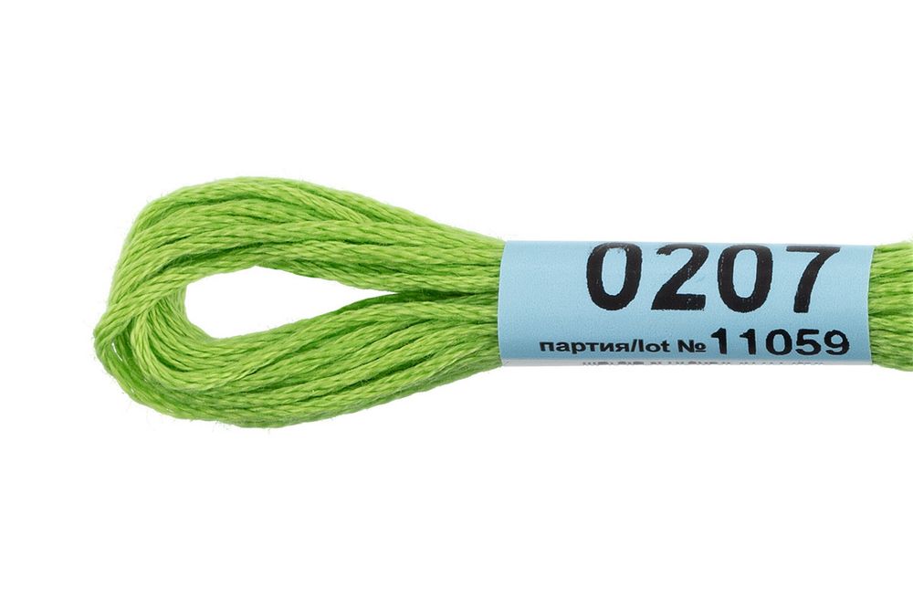 Мулине Gamma 100% хлопок, цв.0207 салатовый, 24 мотка по 8 метров