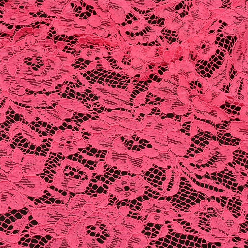 Ткань кружевная (гипюр) в нарезке с кордом диз.LN-3002 шир.145 см, 130 г/м², цв.312 фуксия, 5 метров
