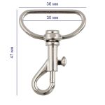 Карабин металл 30.0 мм (47х36 мм), 10 шт, 04 никель, Gamma GH 113/30/10
