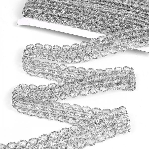 Тесьма отделочная 32 мм, 7728 цв.серебро уп.13.71м