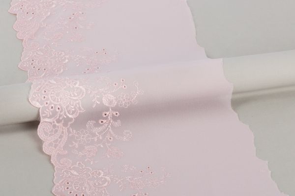 Кружево на сетке (шифон) 190 мм / 10 м, Турция, SF005PI (067) розовый, Gamma SHKM-19002