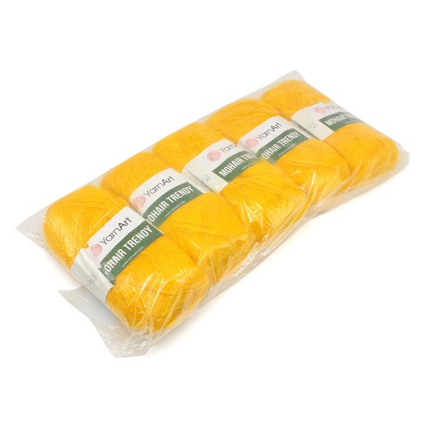 Пряжа YarnArt (ЯрнАрт) Mohair trendy / уп.5 мот. по 100 г, 220м, 136 желтый