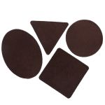 Набор заплаток пришивных из замши, круг, квадрат, треугольник, овал 8см, с перфорацией, 4 шт (21 темно-коричневый), 59743