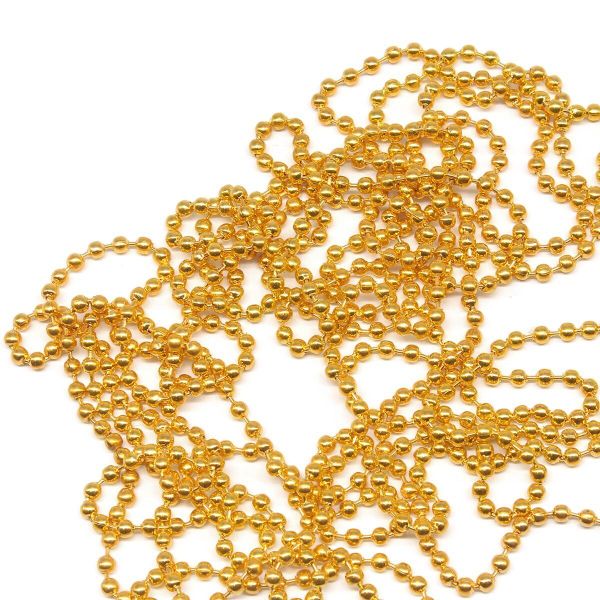Цепочка шариковая, металл 2 мм / 91,4 м, золото