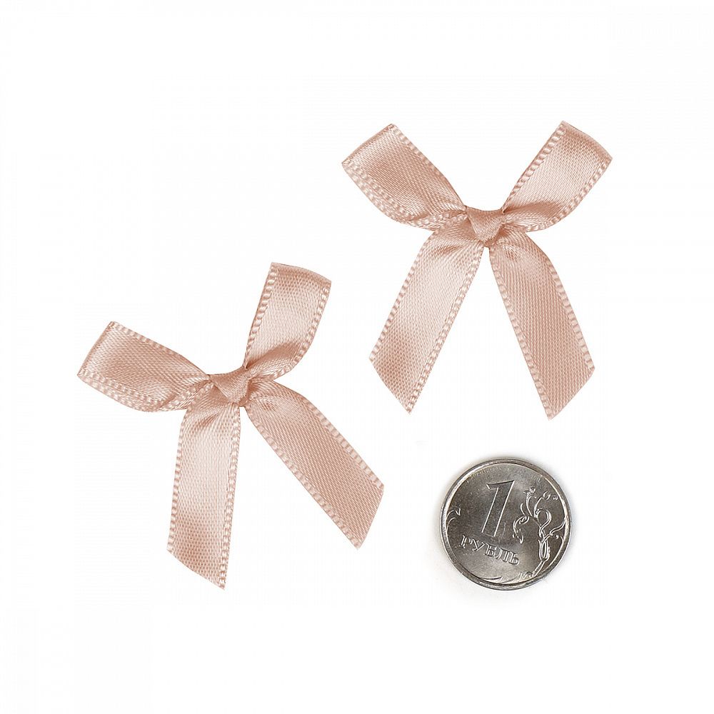 Бантики пришивные 35 мм, MJRF070 серебристый пион S185, уп.100 шт