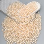 Бусины акрил ⌀10 мм, 500 г, в цвете с белой сердцевиной, граненый куб, 35 бежевый, Astra&Craft