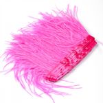 Перья на ленте Страус 15 см, FBY-15-021, цв. ярко-розовый, 2м