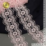 Кружево гипюр (плетёное) 55 мм, TR.8G8218, 9 розовая пудра, 12м, Kruzhevo