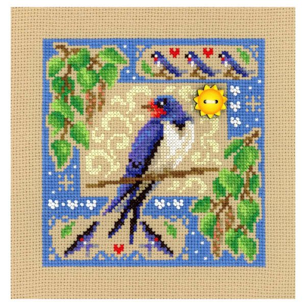 Набор для вышивания нитками МП Студия НВ-972, Мини семплер. Летняя композиция 13х13 см