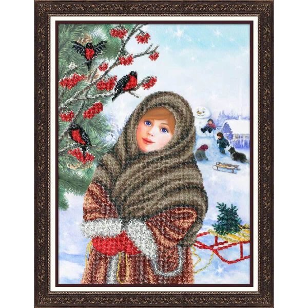 Набор для вышивания бисером Паутинка, На зимней опушке 30х40см