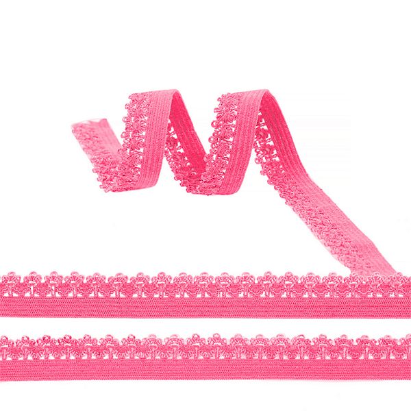 Резинка бельевая (ажурная) 12.0 мм / 100 метров, F144 ярк.розовый