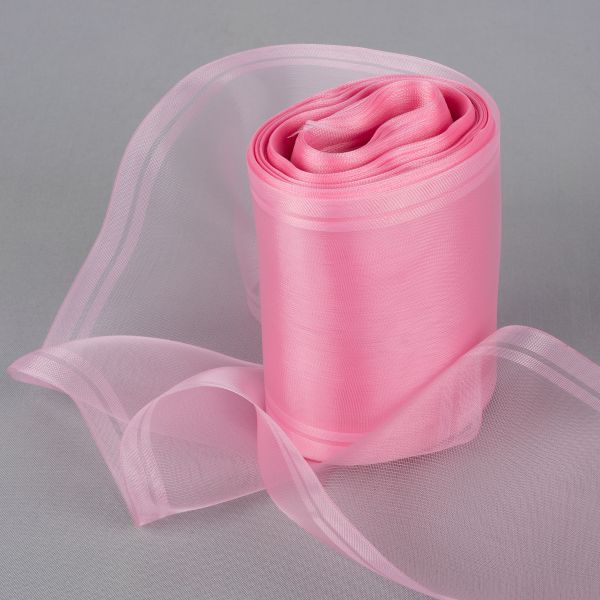 Лента капроновая (органза) для бантов 98-117.0 мм / 25±1 метров, розовый, Gamma C 3504