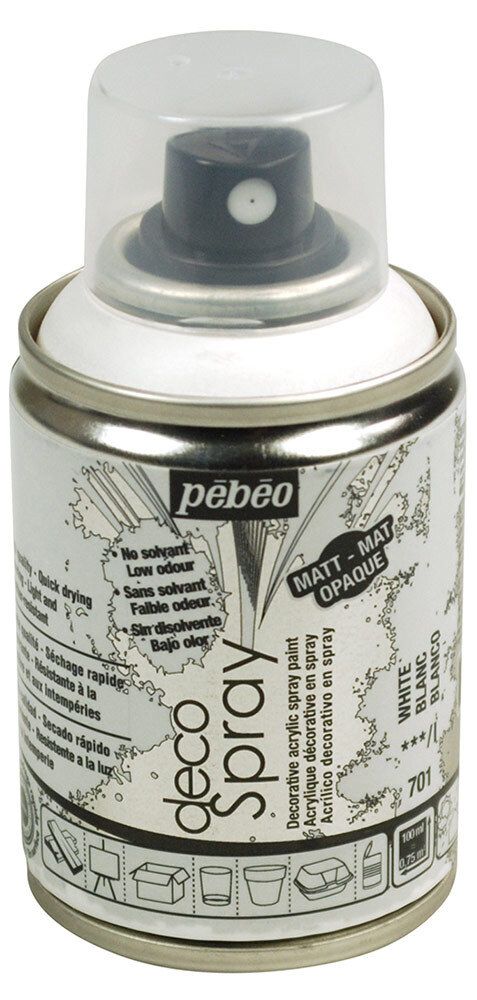 Краска на водной основе аэрозольная decoSpray 100 мл, 093701 белый, Pebeo
