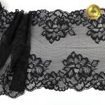 Кружево бельевое эластичное Kruzhevo 245 мм / 10 м, 6333, цв.02 черный /TOS/