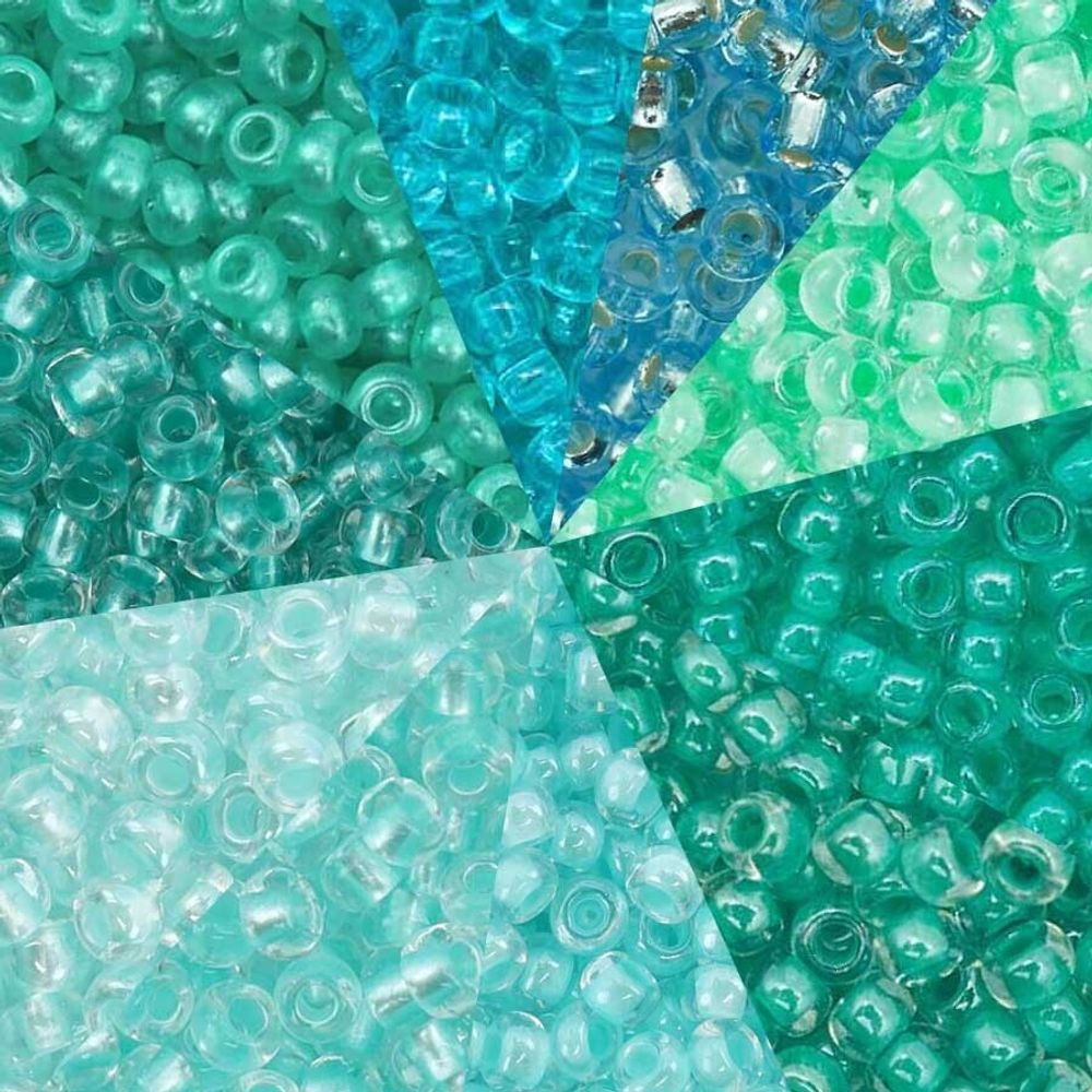Набор бисера Preciosa №27, 50 г (10 цв. по 5 г), (№10/0 = ⌀2.3 мм)