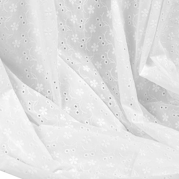 Ткань шитьё (прошва) 100 г/м², 150 см / 2 метра, TBY.Emb.8067.1.2, цв.01 белый