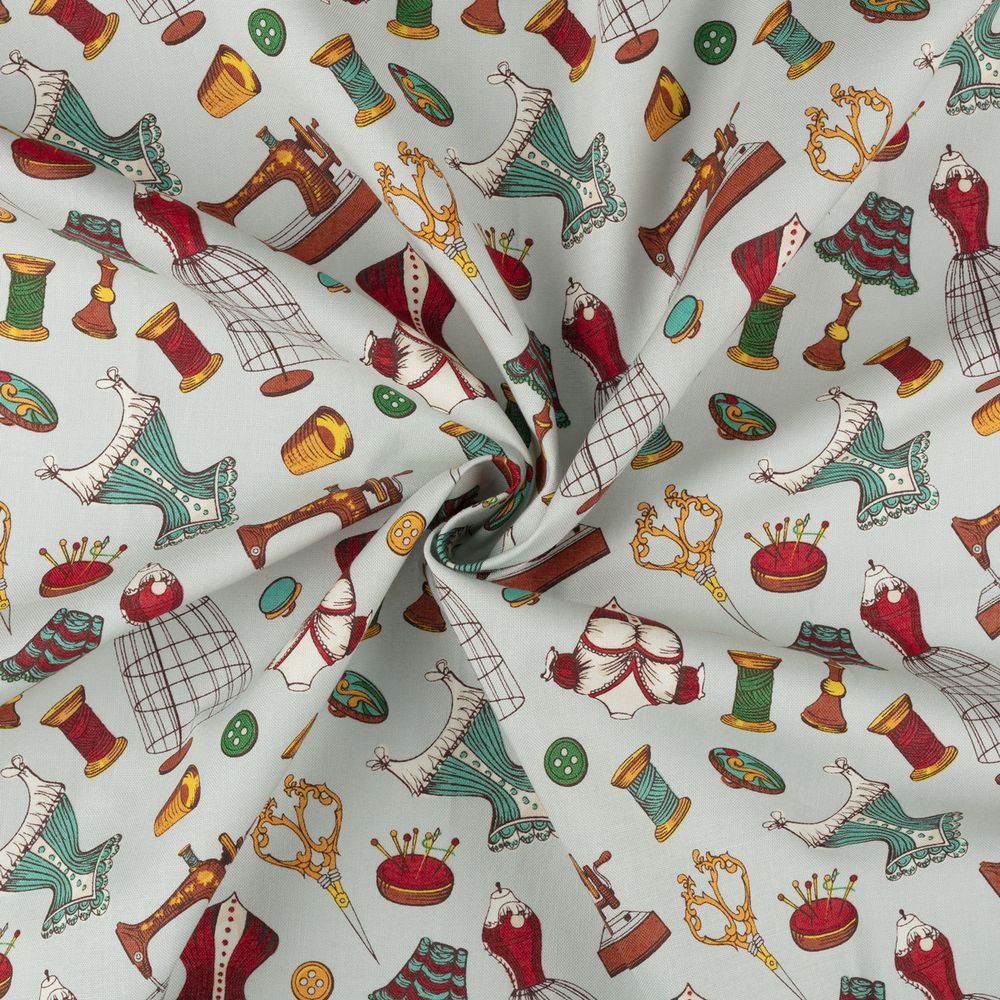 Ткань для пэчворка Peppy Век моды, отрез 50х55 см, 146 г/м², ВМ-13 серый, Peppy