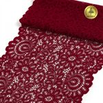 Кружево бельевое эластичное 205 мм / 3 м, TBY.YSTL00839, цв.101 т.красный, Kruzhevo