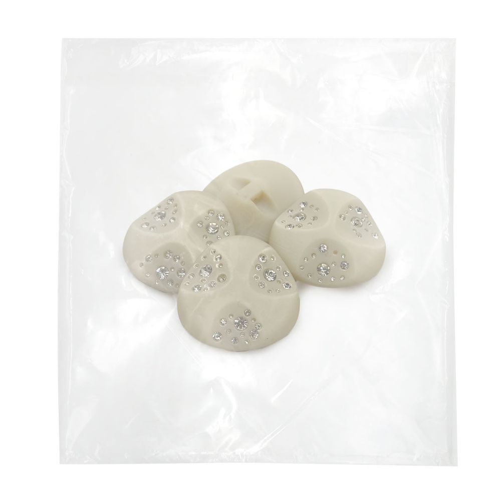 Пуговицы на ножке пальтовые 68L=43 мм, со стразом (пластик) 676415 (опал), 4 шт