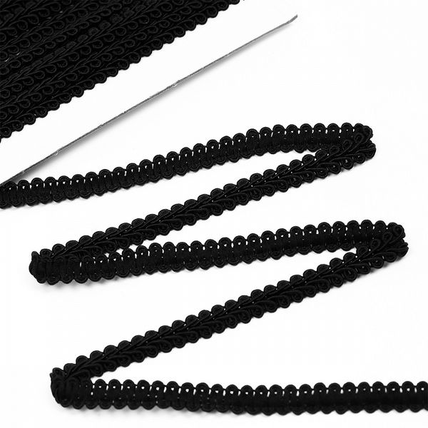 Тесьма Шанель плетеная 8 мм, 0384-0017 цв.черный уп.9м