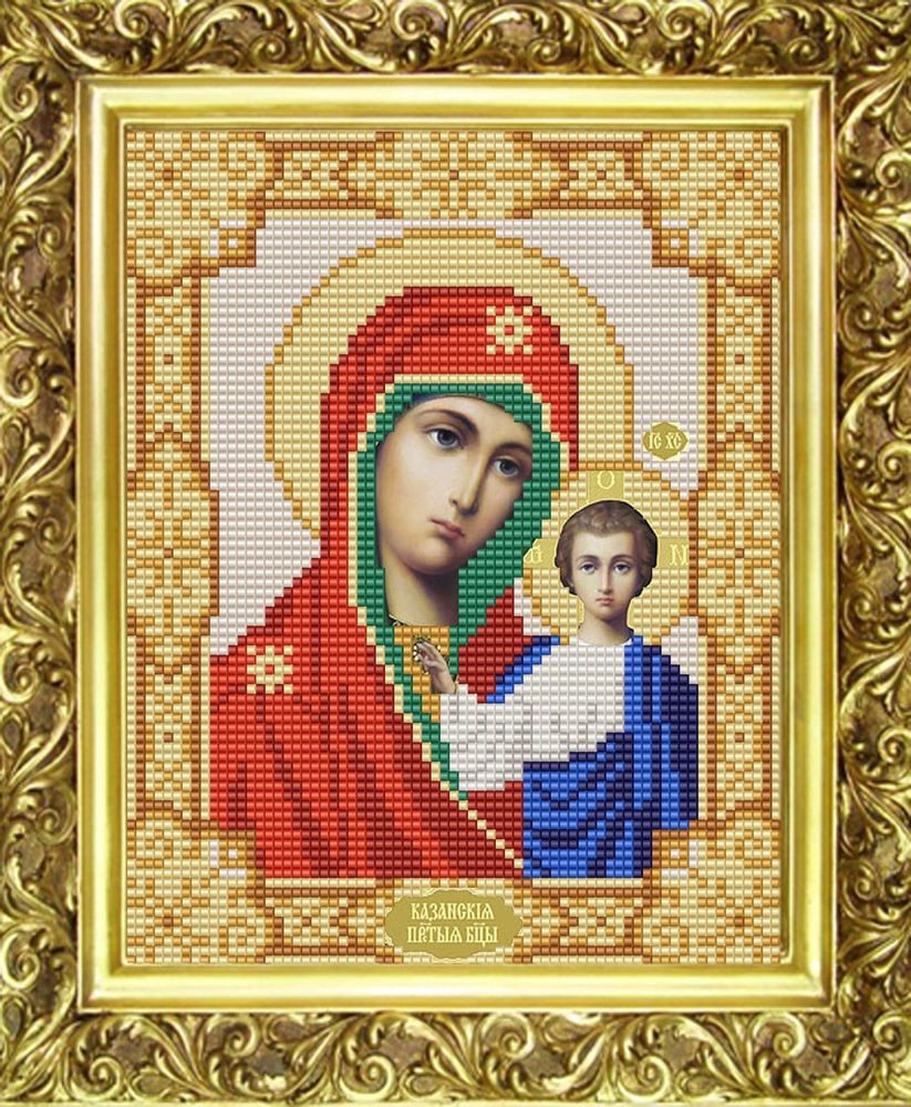 Рисунок для вышивания бисером Конек (ткань), 9111 Богородица Казанская 15х18 см