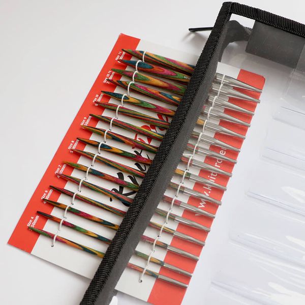 Набор съемных спиц Knit Pro Symfonie Deluxe Set 3,5-8 мм / тросик 60 см, 80 см, 100 см, 120 см, дерево, 8 видов спиц, 20613