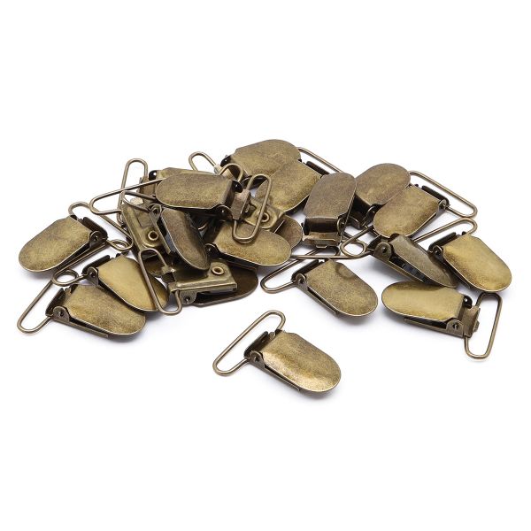 Клипса для подтяжек гладкая 30.0 мм, металл, уп.20 шт, New Star, антик