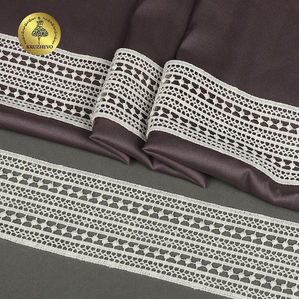 Кружево гипюр (плетёное) матовая нить арт.TR.8G8298 75мм цв.молочный уп.9м, Kruzhevo