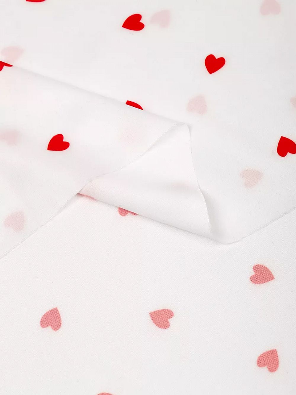 Шелк Армани 90 г/м², 150 см / 2 метра, TBYArm-hrt1, белый сердечки