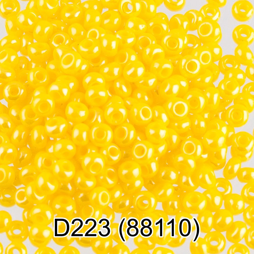 Бисер Preciosa круглый 10/0, 2.3 мм, 50 г, 1-й сорт. D223 желтый, 88110, круглый 4