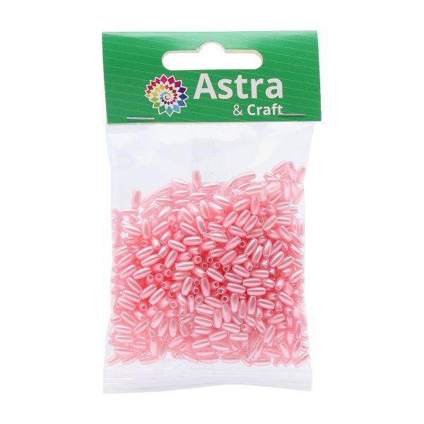 Бусины пластик (жемчуг) 3х6 мм, 15 г, Astra&Craft (розовый), 4AR293/294