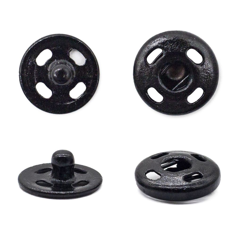 Кнопка пришивная металл ⌀10.0 мм, цв.черный, 36 шт