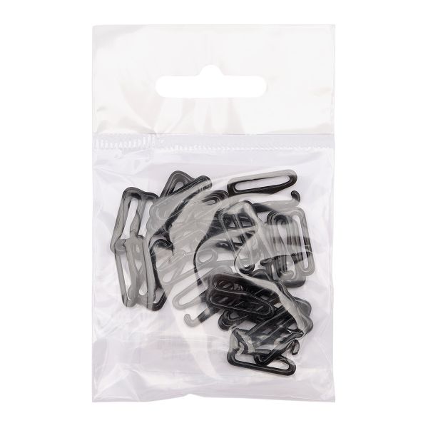 Крючки для бюстгальтера металл 15.0 мм, 20 шт, черный, ГВ1009