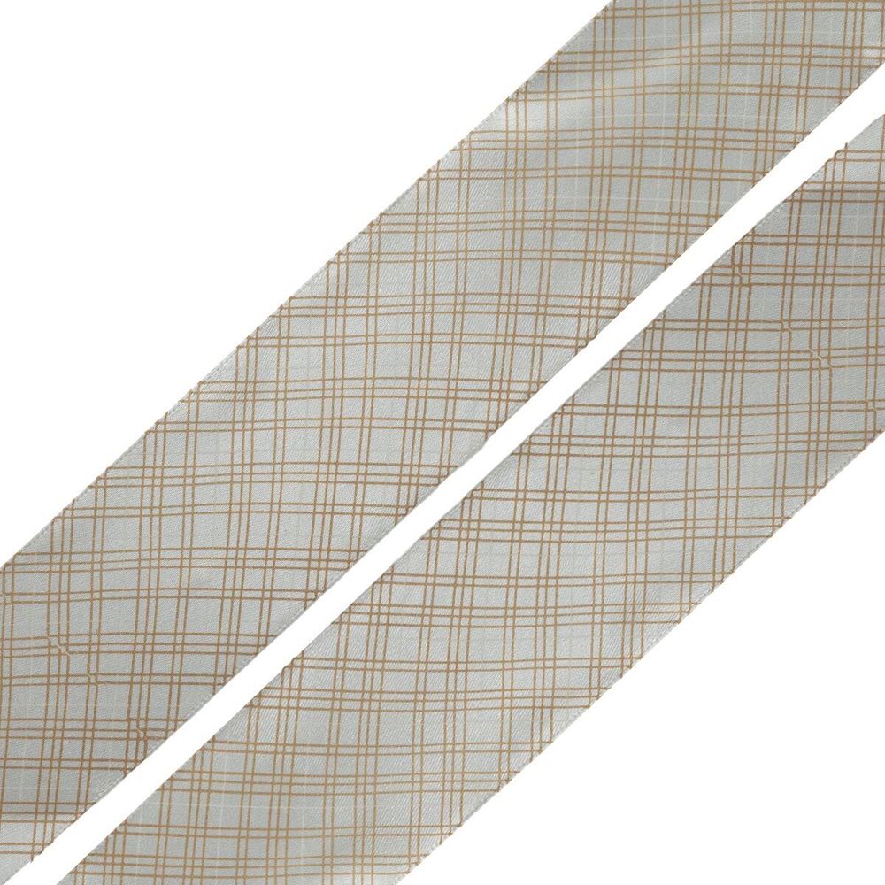 Лента атласная с рисунком Пересечение 45.0 мм / 3 метра, белый, Globus