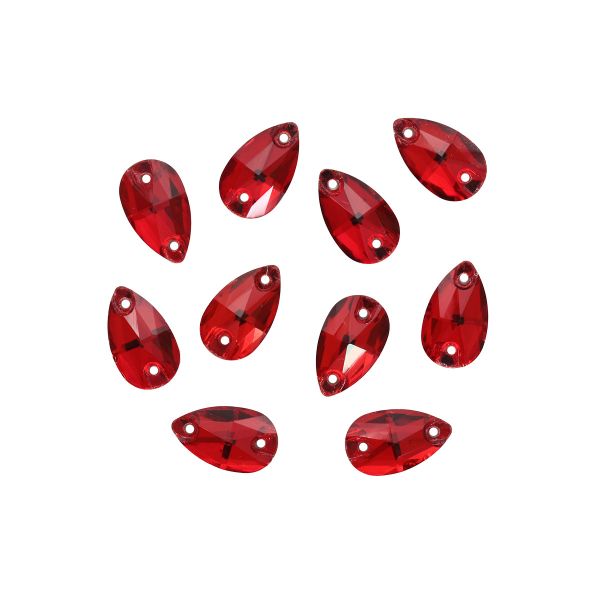 Хрустальные стразы пришивные формы капля, красный 7х12 мм 10 шт/упак., ХК006НН712