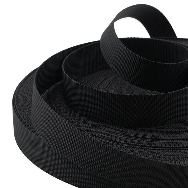 Стропа (ременная лента) 25 мм / 50 метров, толщ. 0.5 мм, [15.5 г/пог.м], 100% п/э, 005-1 черный