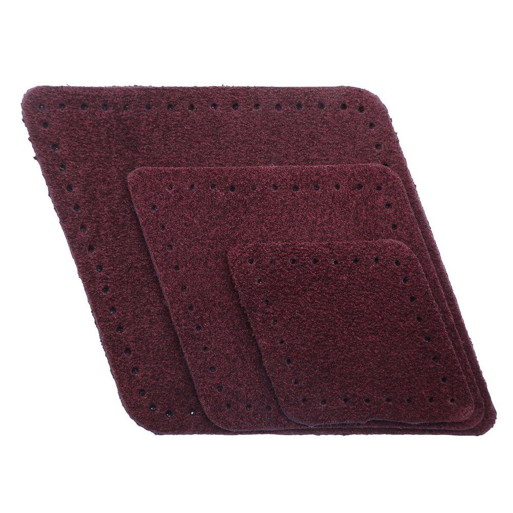 Набор заплаток пришивных из замши, ромб 4х5,6см, 6х8,4см, 8х11,2см, с перфорацией, 3 шт (31 бордовый), 59405