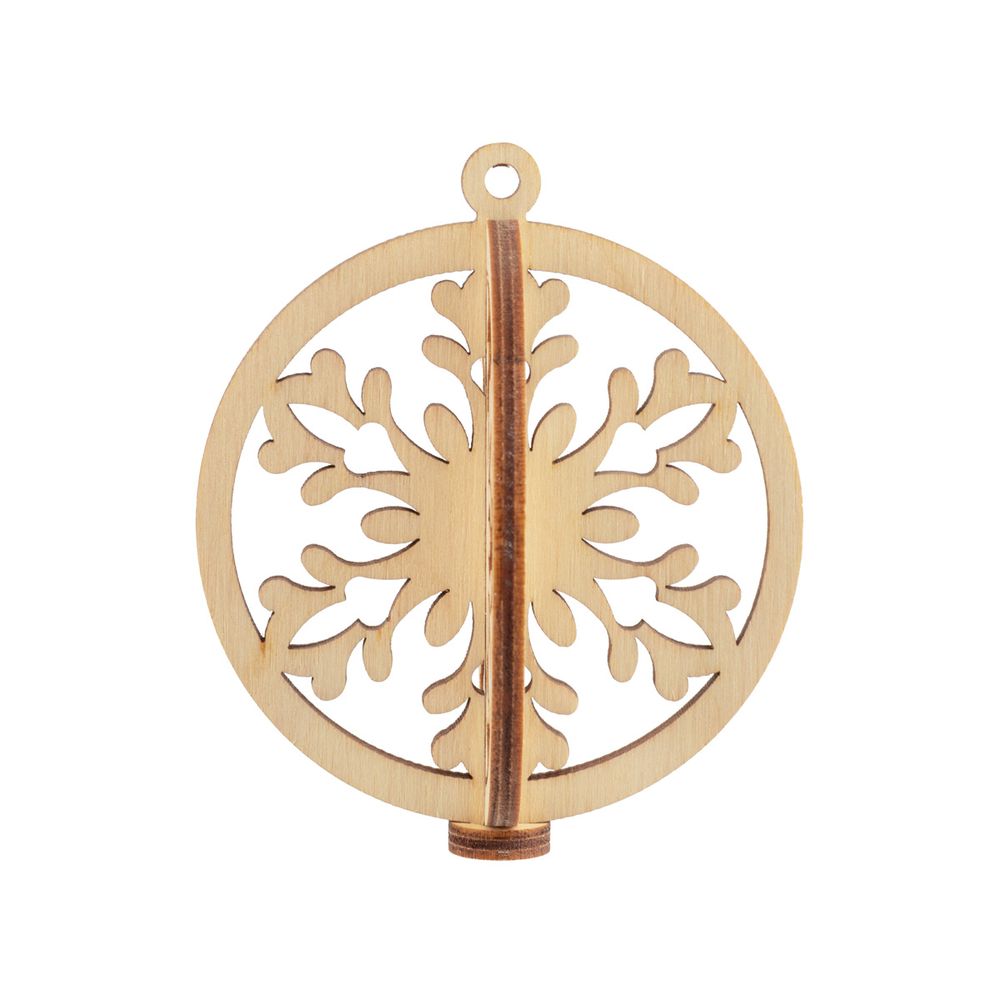 Заготовка из фанеры Подвеска объемная Шар ⌀7 см, толщ. 0.3 см, 2 снежинка, Mr.Carving, КЛ-44