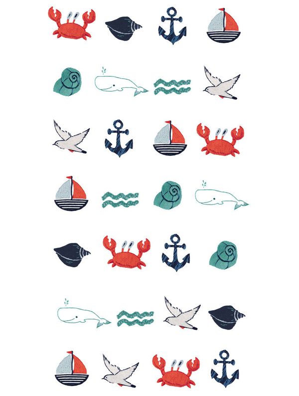 Набор для вышивания нитками Panna, Живая картина. Паттерн. Морской, 18х30 см