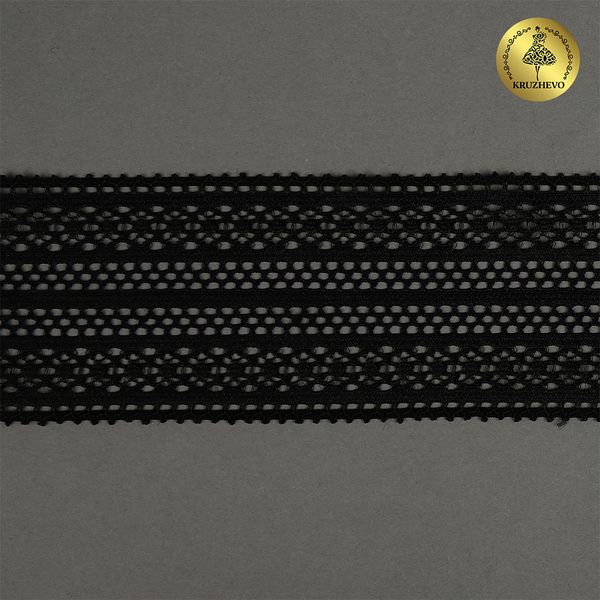 Кружево стрейч (эластичное) 50 мм / 10 метров, TBY.8035, цв.02 черный, Kruzhevo