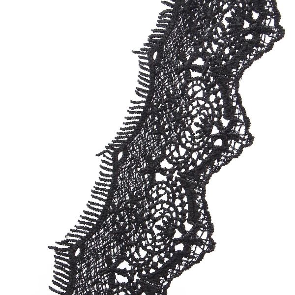 Кружево гипюр (плетёное) 72 мм / 3 метра, C580 черный