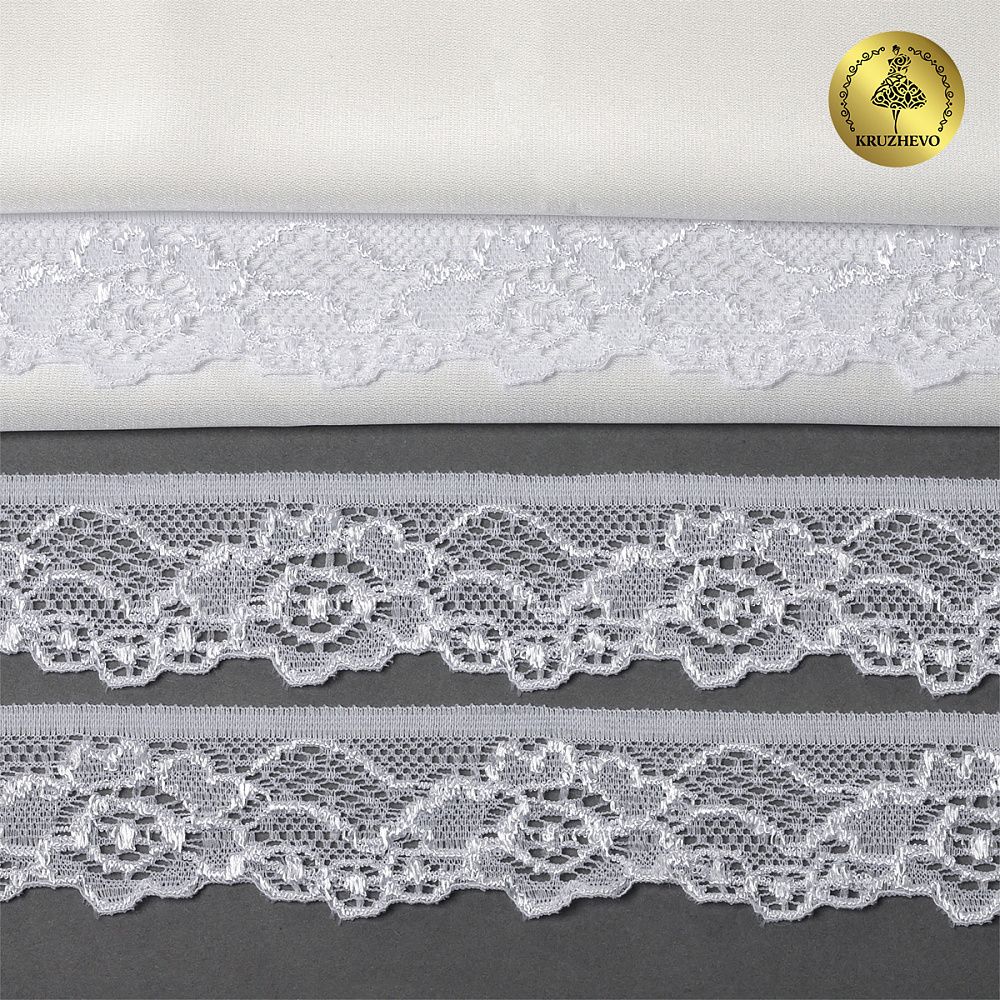 Кружево эластичное (стрейч) 30 мм, TBY.L839, 01 белый, 500м, Kruzhevo